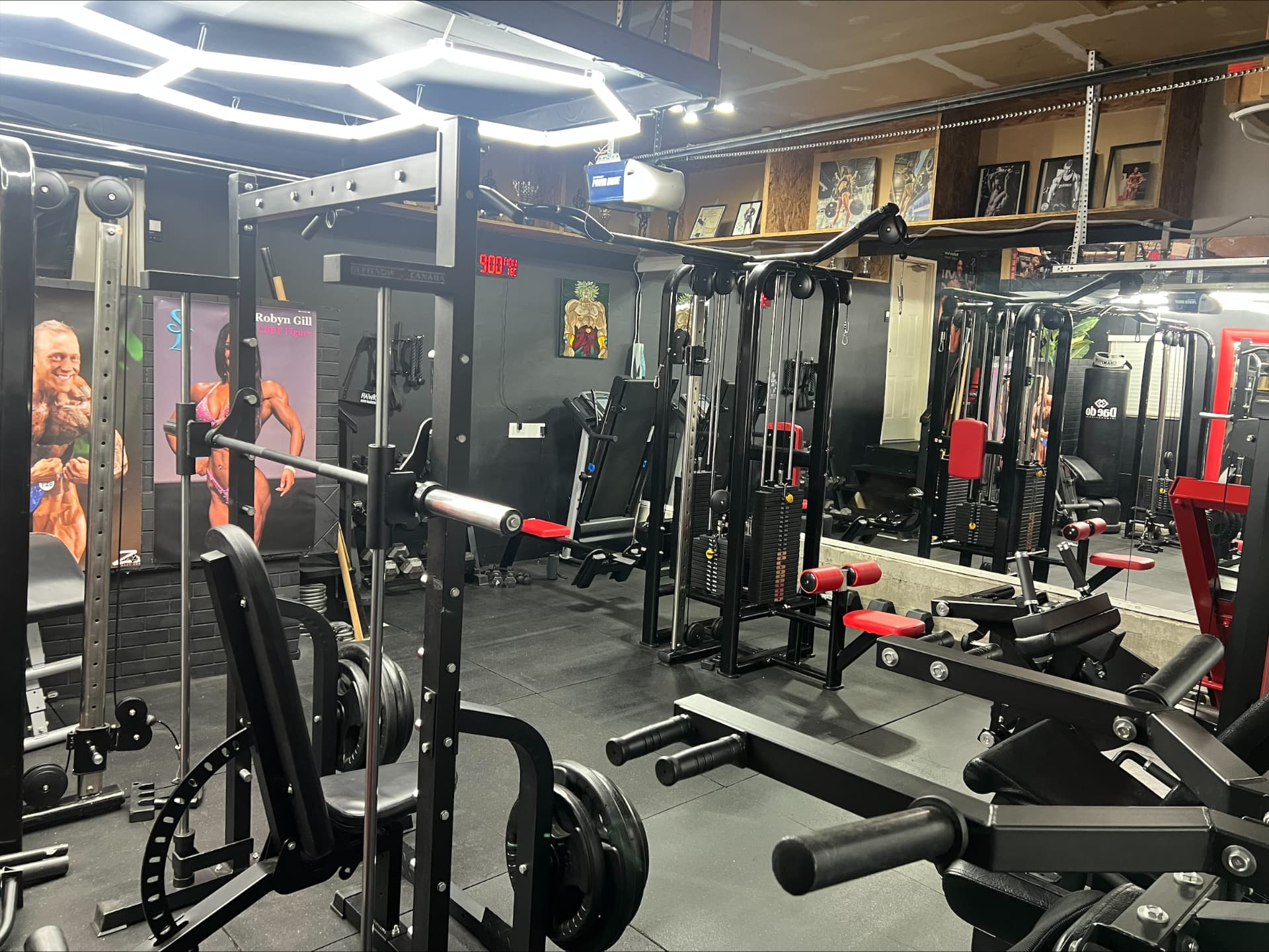 Squat rack and training floor of Colton's private gym